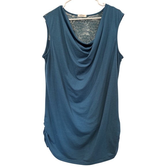 Mea Veaor Teal Lace Back Cowl Neck Sleeveless Tank Top Womens Blouse Sz XL - Picture 3 of 6
